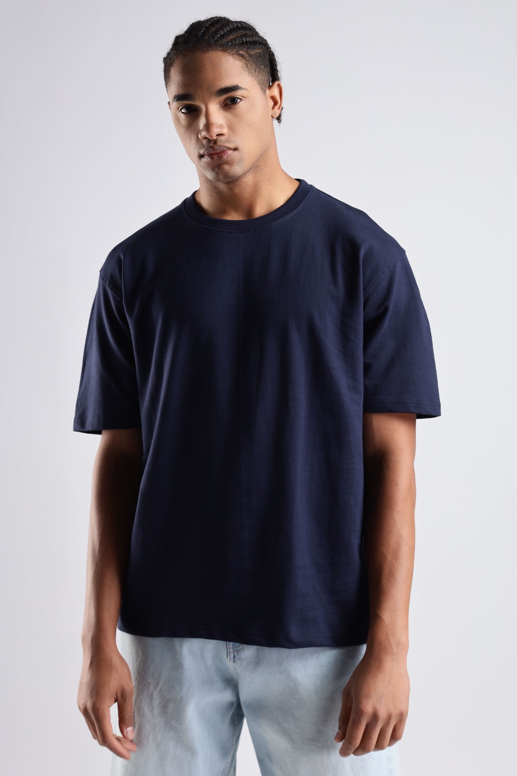 Short Sleeve Tee: Plain Navy Blue Midnight Classic