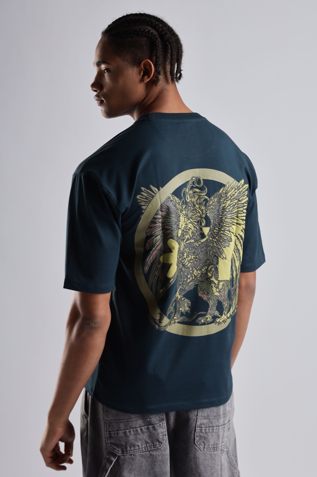 Griffin Graphic Tee - Navy Green Majestic Style