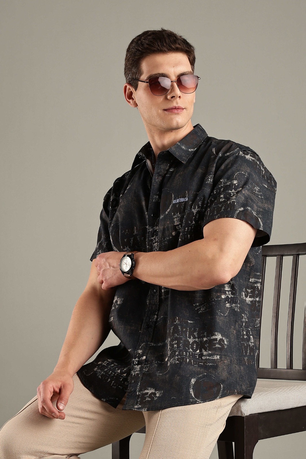 Black Printed Shirts for Men - Rich Dhaga Vintage Style