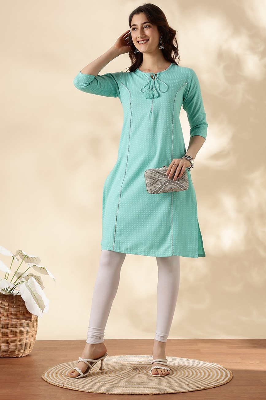Women’s Aqua Blue Straight Kurta