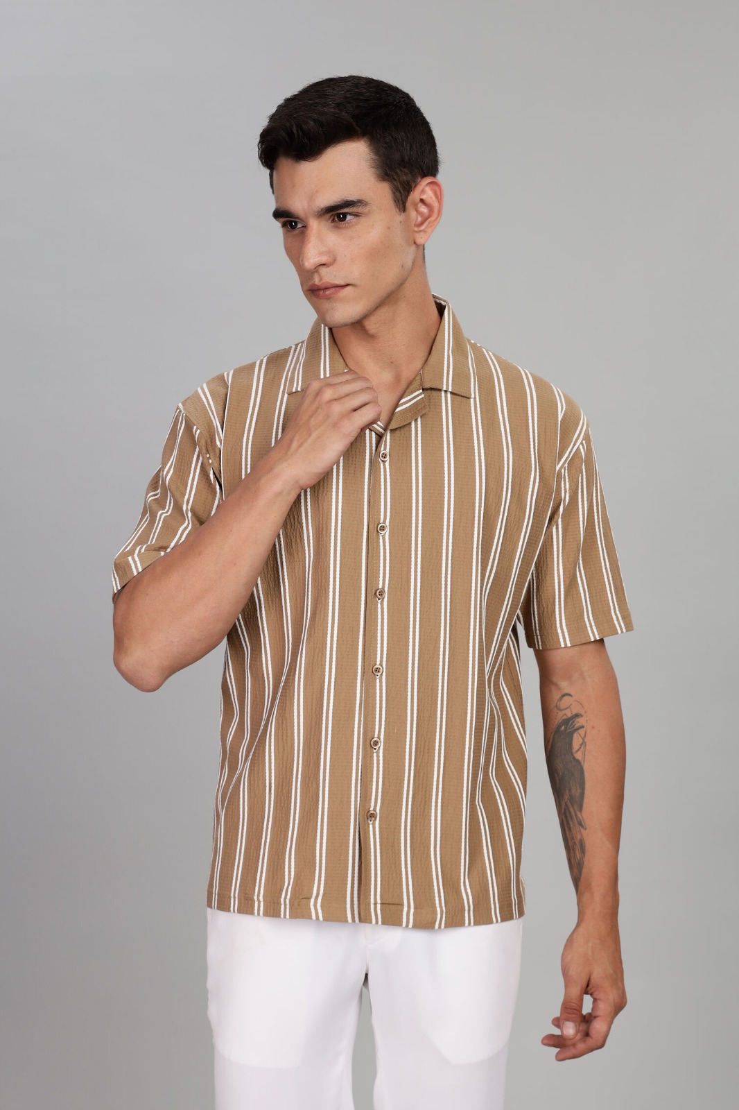 Stylish Striped Shirts for Men in Brown