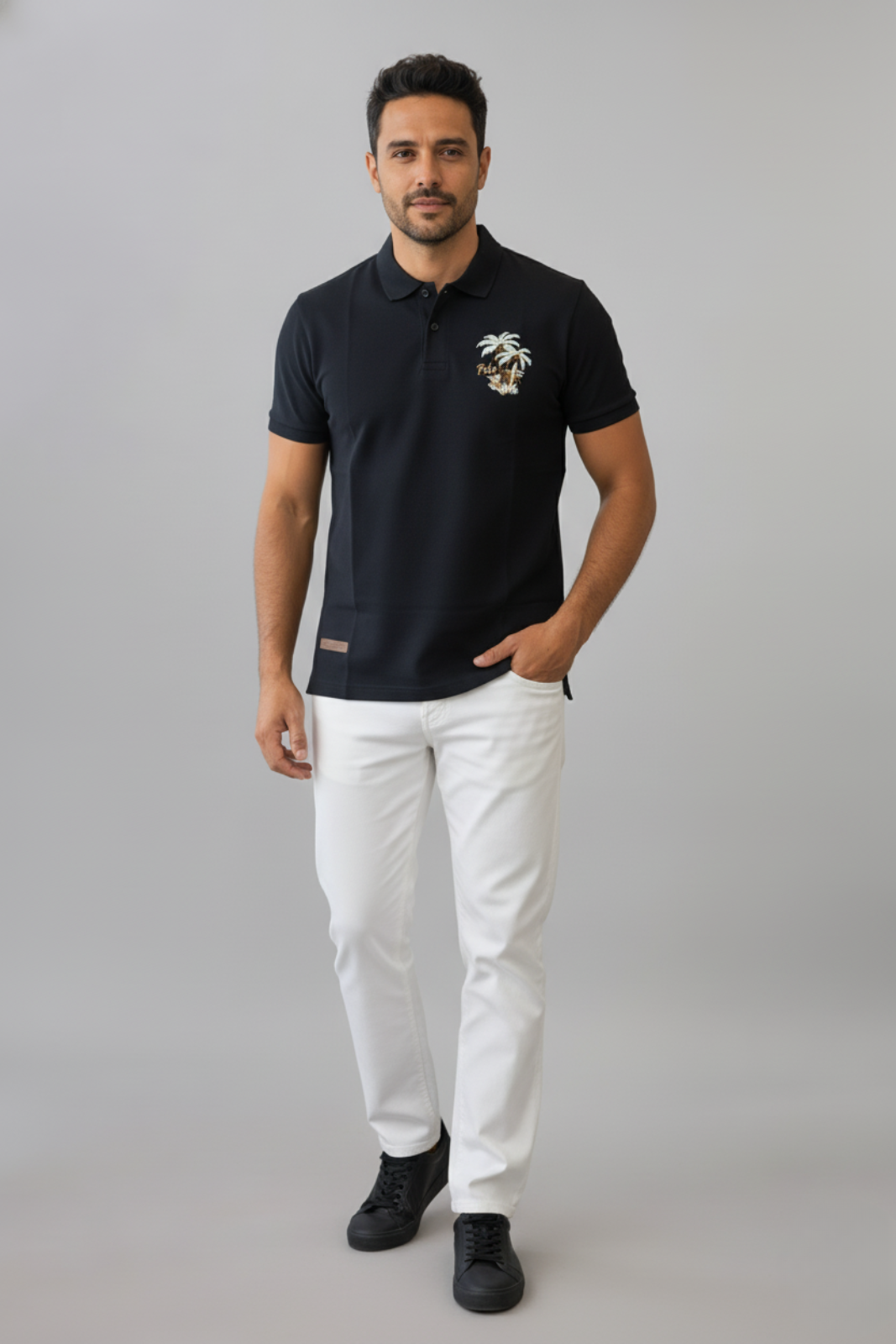 Men’s Palm Breeze Polo Tee – Black