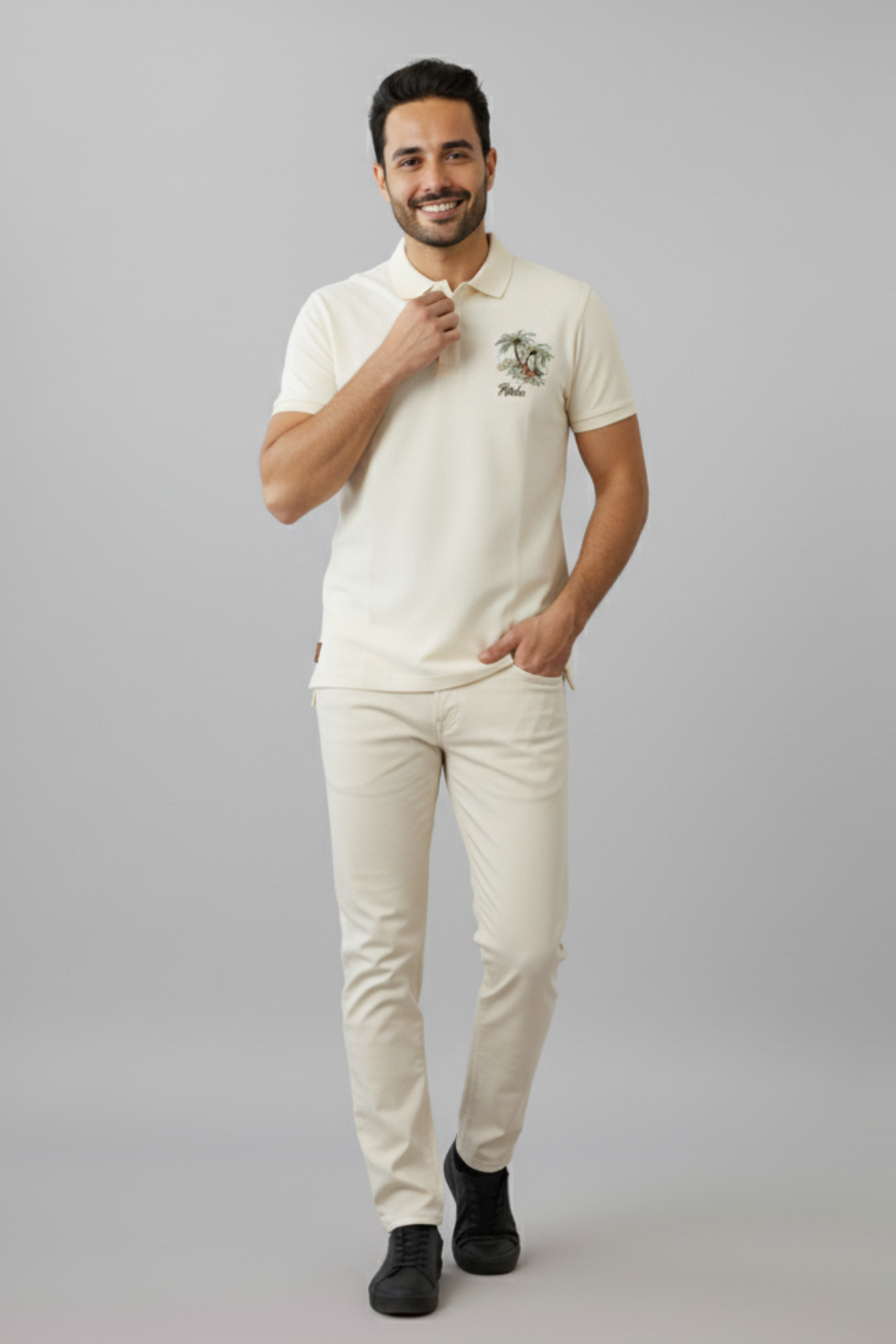 Men’s Palm Breeze Polo Tee – Cream