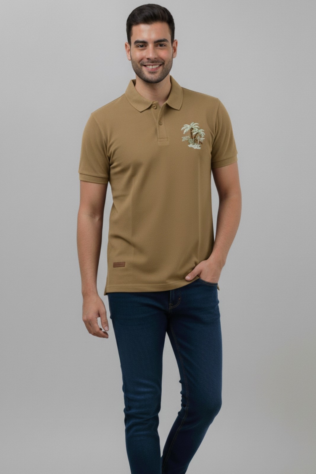 Men’s Palm Breeze Polo Tee – Brown